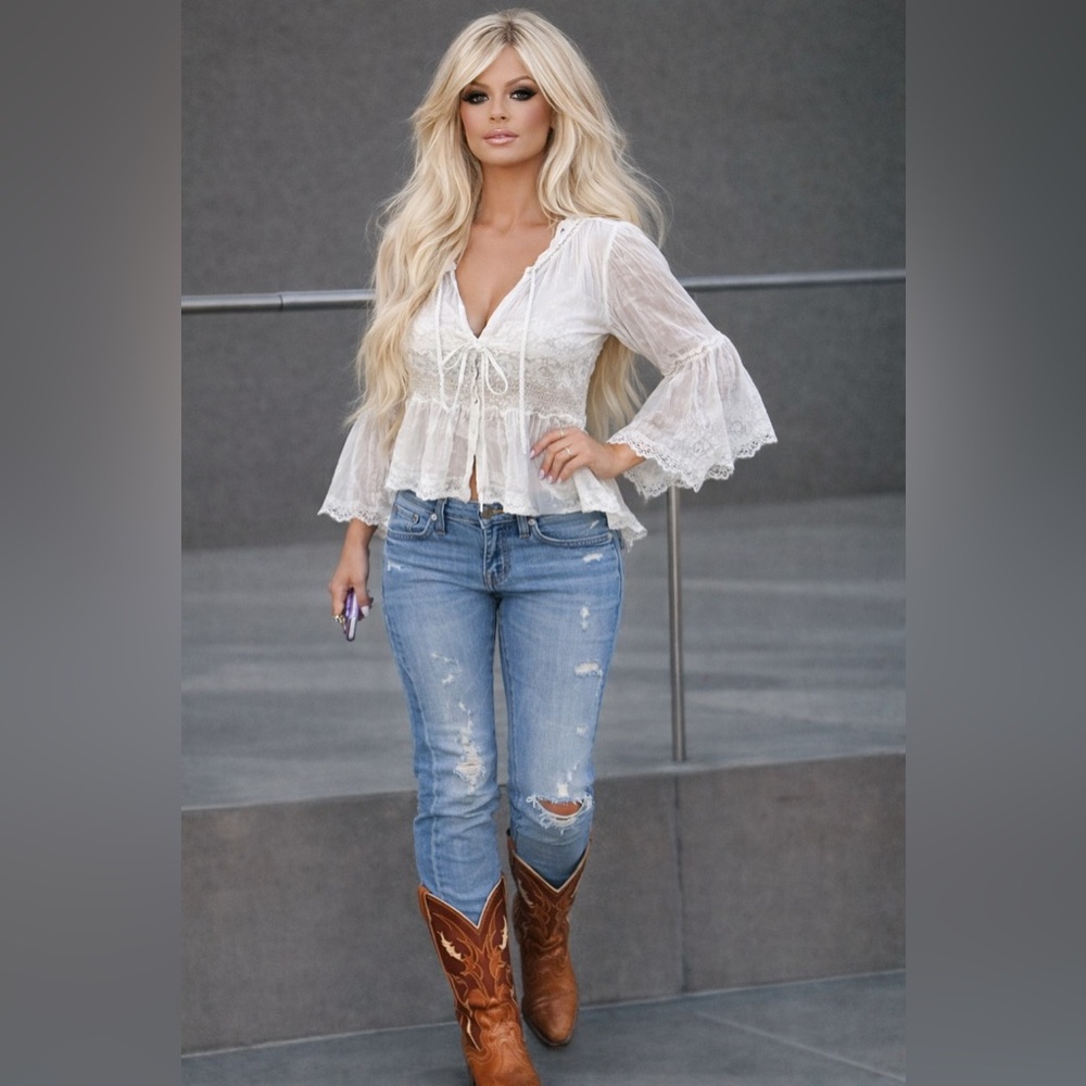 White Lace Boho Blouse peasant